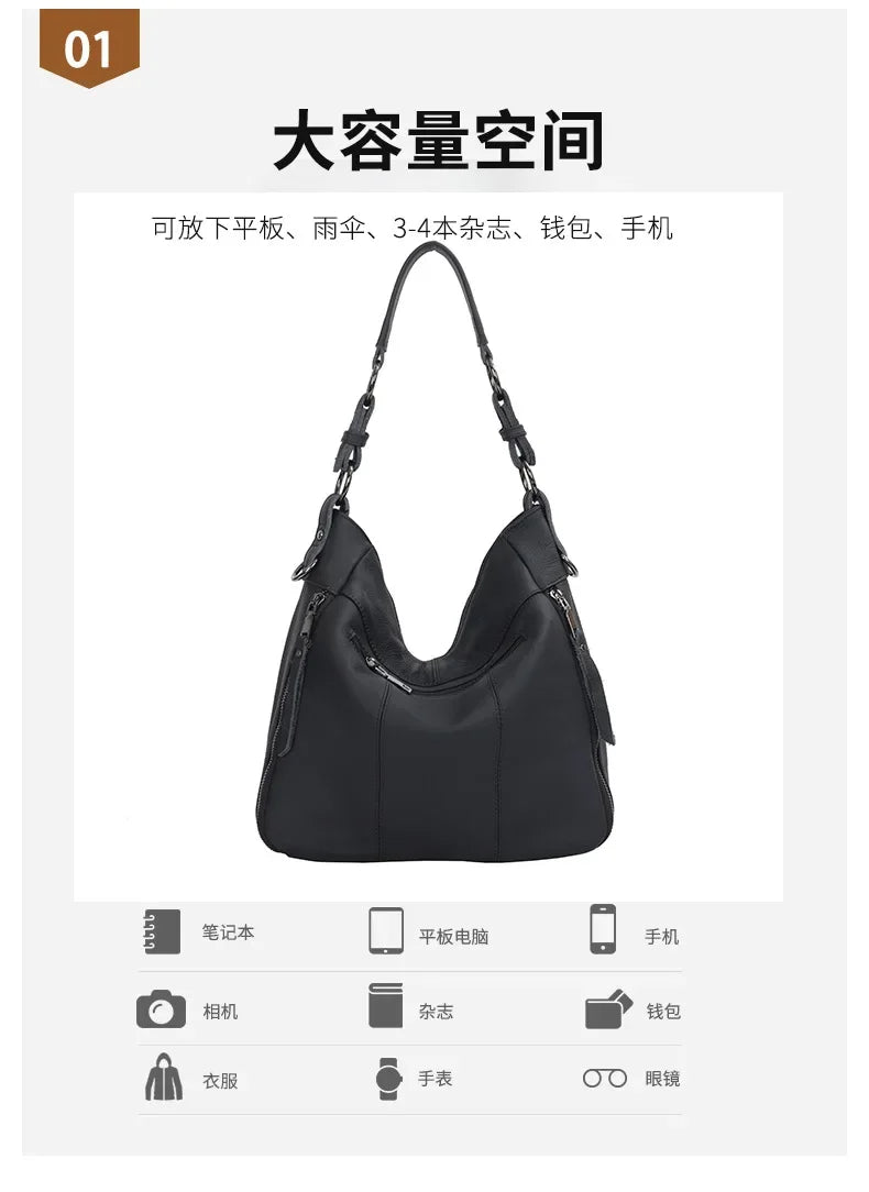 2025 Luxury Women's Handbag - Genuine Cow Leather, Large Capacity & Versatile Shoulder/Crossbody/Tote Commuting Bag