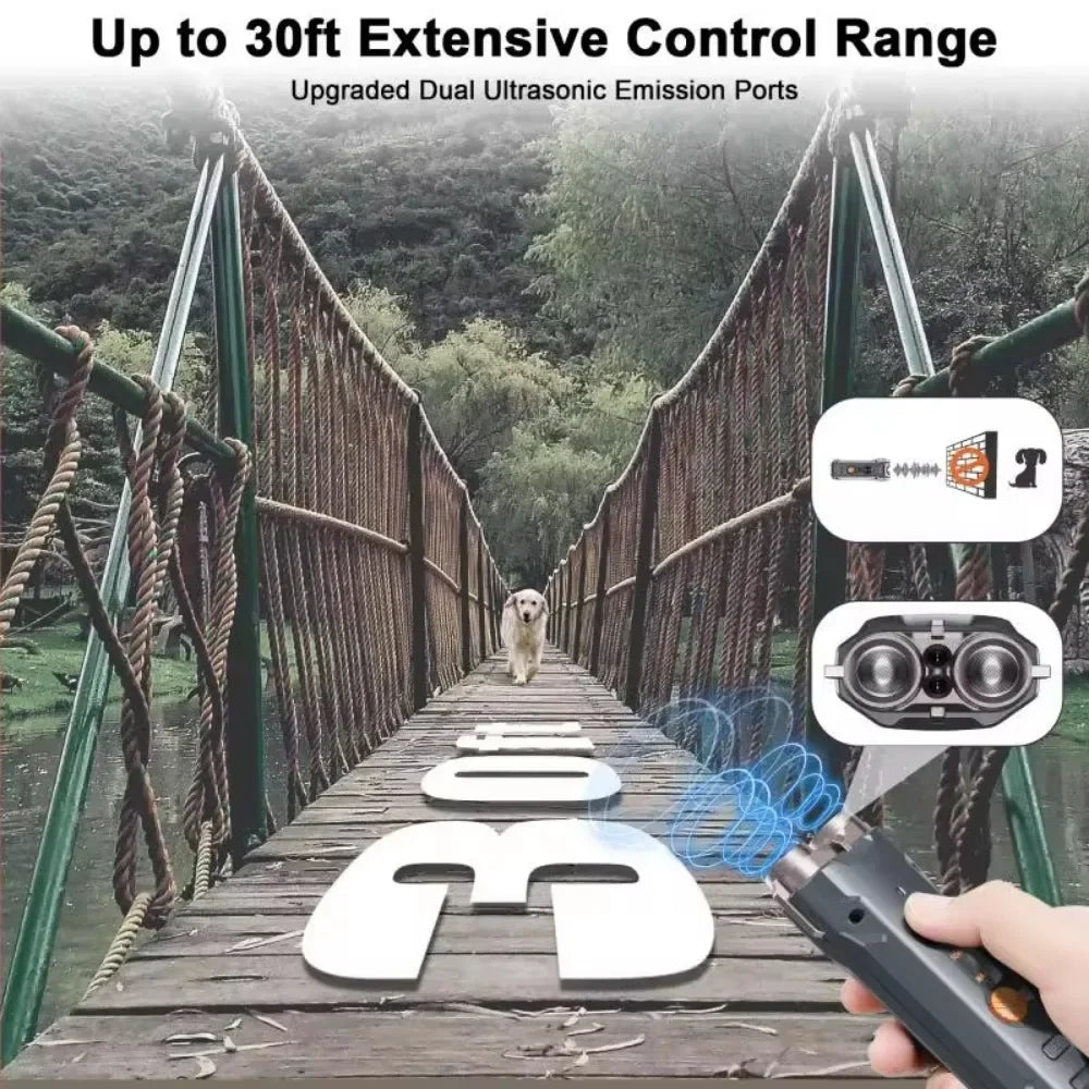 10M High Power Deterrent Ultrasonic Dog Repeller Pet Training Anti Barking with Led Flashlight Rechargeable for Dogs Accessories