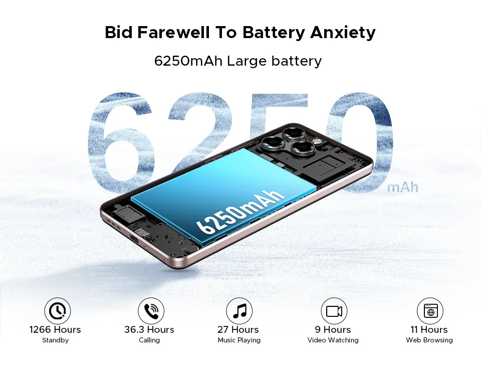 Global Version DOOGEE Note58 Pro Smartphone 6.75" HD+ Display 8GB RAM 256GB ROM 6250mAh Large battery NFC Android 15 Cellphone