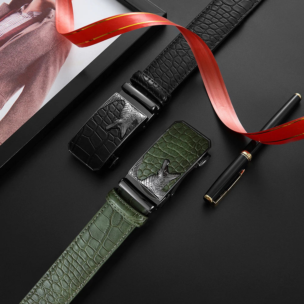 Men's PU Leather Belt Fashion Automatic Buckle Belt for Popular Business High Quality Male Belt