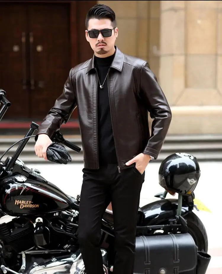 Men's Leather Jacket Man Real Leather Coat Male Leather Clothing Fashion Leather Jacket Genuine Leather Motorcycle Jacket