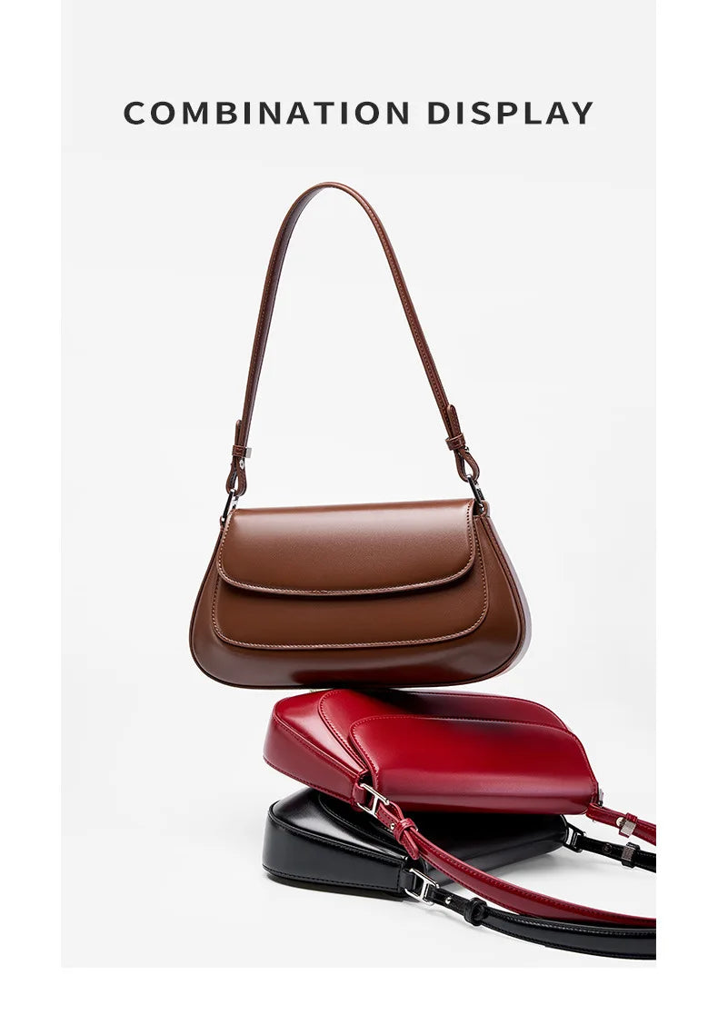 100% Genuine Leather Women Shoulder Bag Korean style Ladies Luxury Cow Leather Crosssbody armpit Bag handbag For Street Shopping