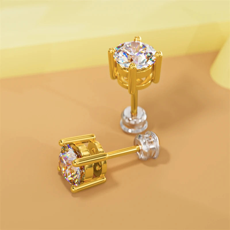 Original Real 18K Gold Moissanite Diamond Earrings Authentic AU750 Exquisite Gift Gold Earrings For Woman Female Fine Jewelry