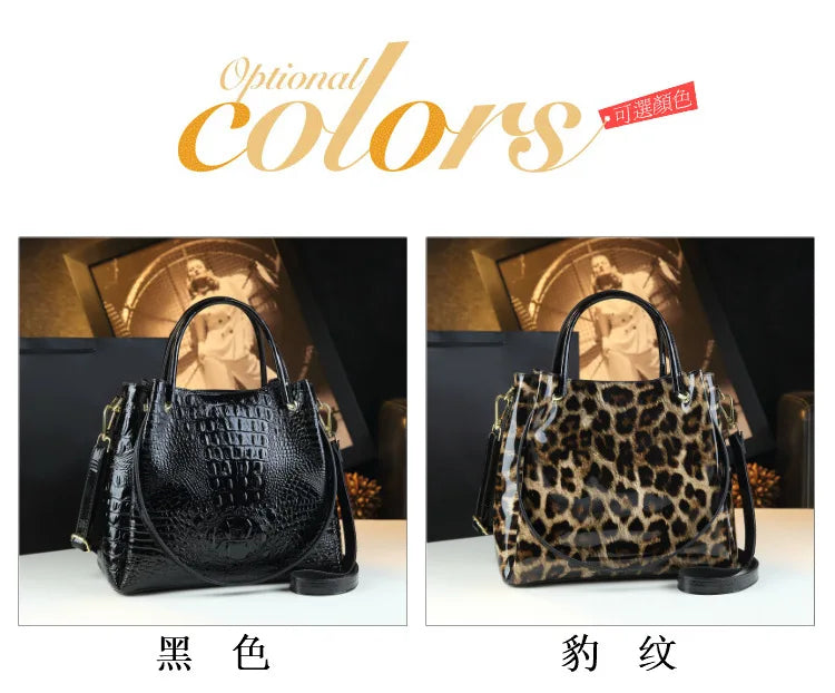 New Tote Bag for Women Crocodile Print Textured Bucket Bag Retro Shoulder Bag Fashion Handbag
