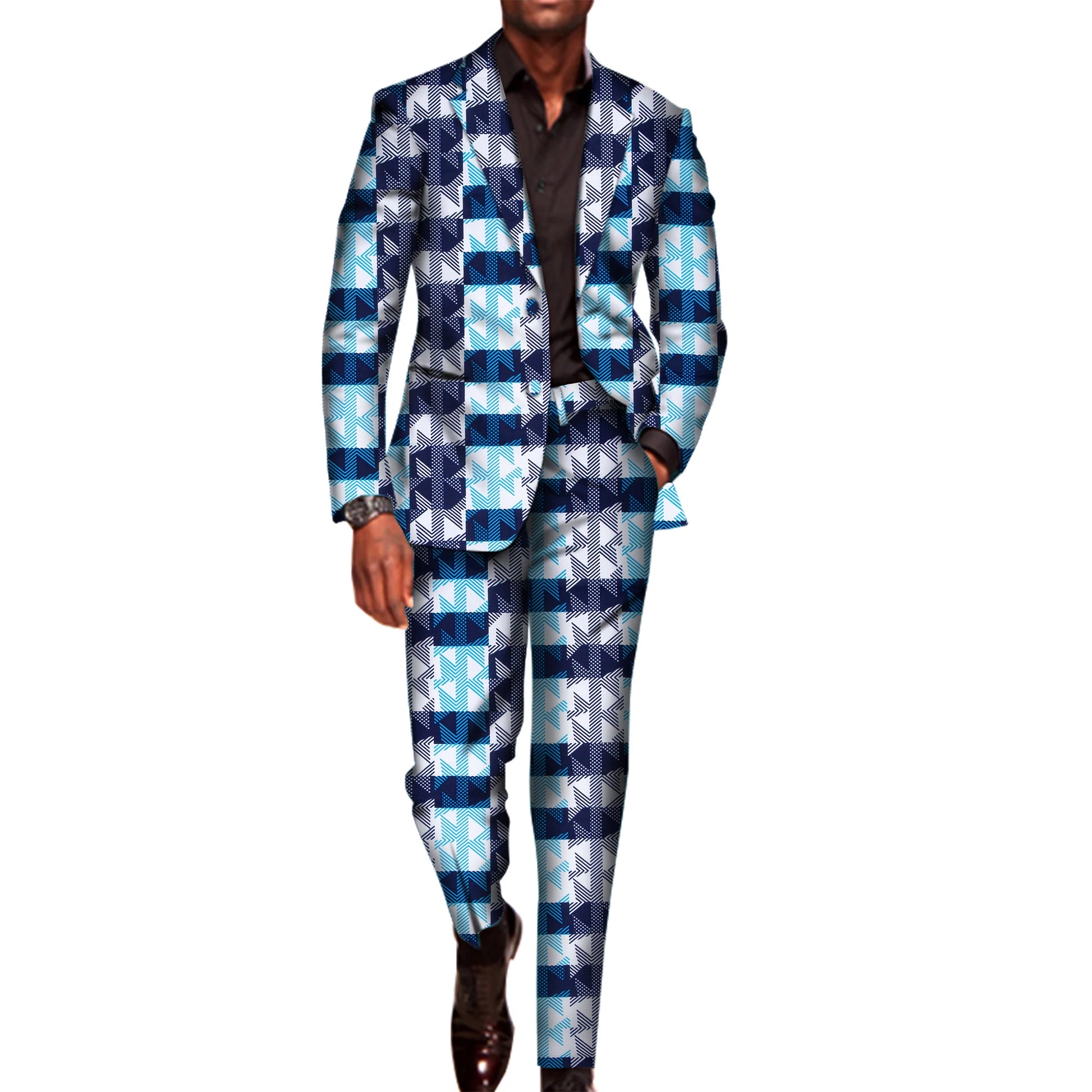 2 Pieces Set for Men Traditional Africa Clothing Pants Suits Men Party Long Sleeve Blazer Suits Plus Size African Outfits WYN602
