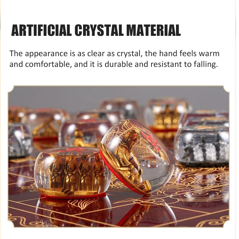 Chinese Chess Set Luxury Table Board Games Artificial Crystal Engraving Chess Family Party Children Adult Collect Birthday Gift
