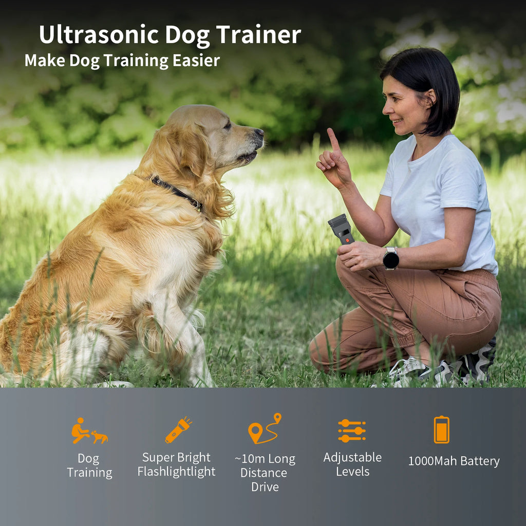 3 Ultrasonic Dog Repeller Anti Bark Dog Attacks Deterrent Devices Rechargeable Pet Stop-Barking Training With LED Flashlight