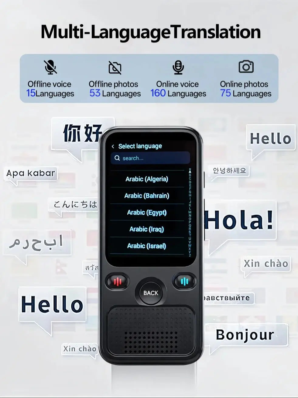 MSAI T20 160 Languages Translator with Camera Real-Time Voice Audio Photo Online Offline Translation Device Travel Assistant