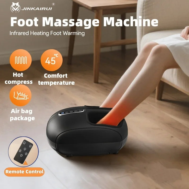 Jinkairui Automatic Foot Massage Machine with Fully Wrapped Rollers Sole Kneading Airbag Pressing Relaxation Foot Massager