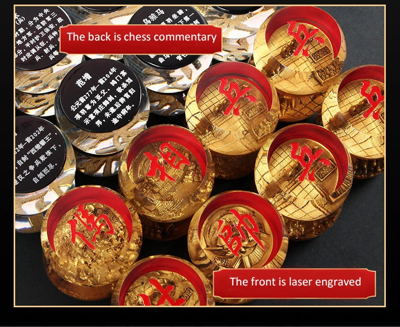 Chinese Chess Set Luxury Table Board Games Artificial Crystal Engraving Chess Family Party Children Adult Collect Birthday Gift