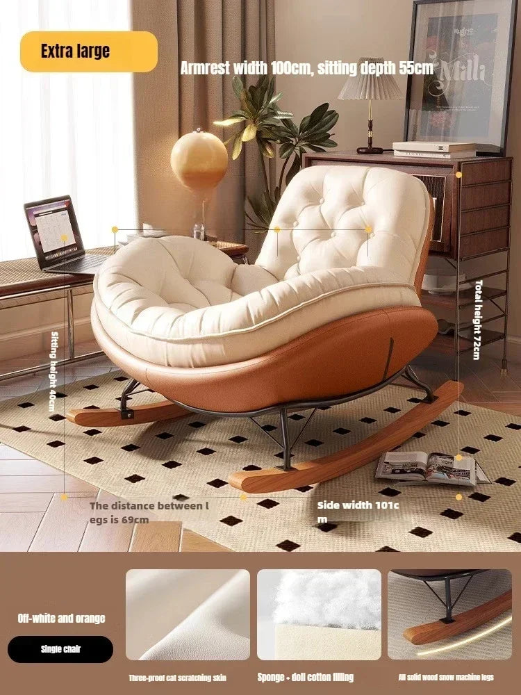Lazy Sofa Rocking Chair Bedroom Lounge Chair Carefree Adult Living Room Single Balcony Leisure Rocking Chair Recliner Chairs