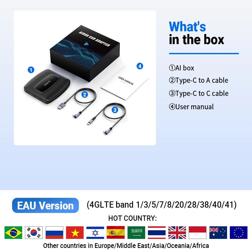 New CarPlay Ai Box for Youtube Netflix Spotify Wireless Adapter for Car Play Android Auto Navigation Music Car Accessories