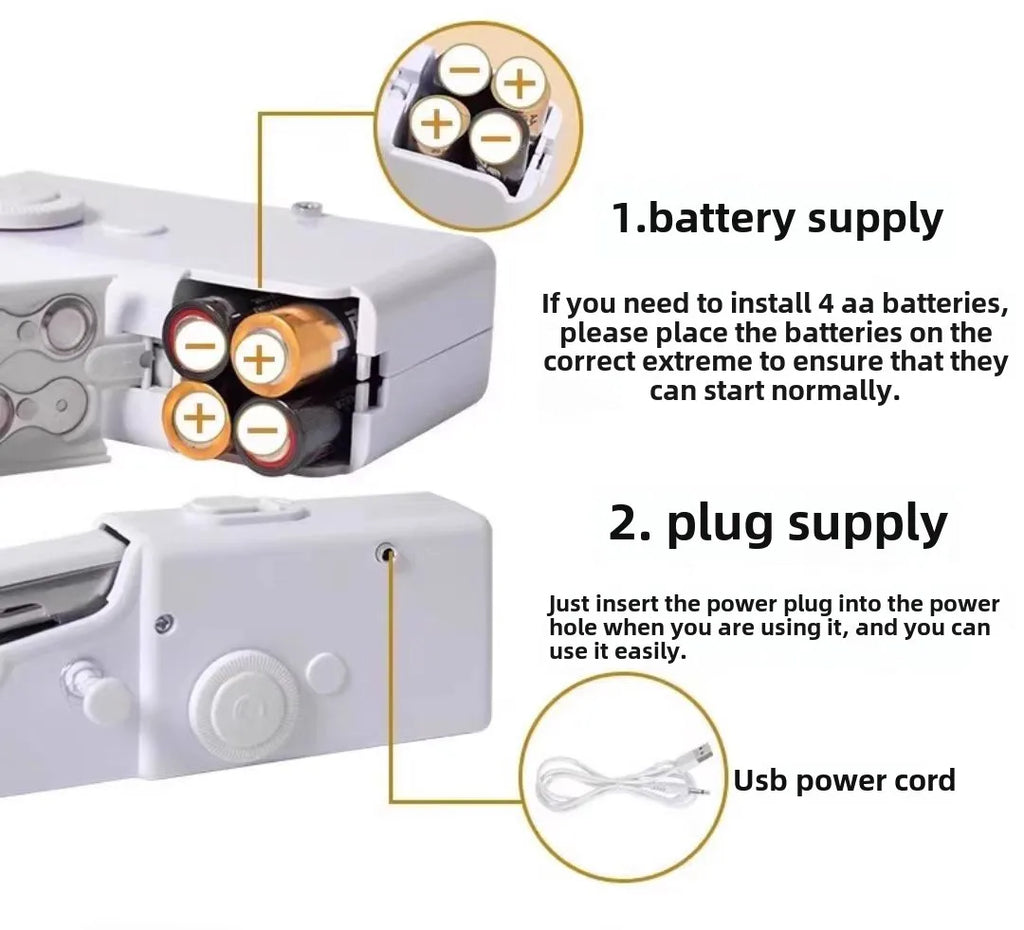 New Hand Sewing Machine Portable Sewing Machine Quick Handheld Sewing Tool Mini Electric Home DIY Apparel Supplies Arts Crafts