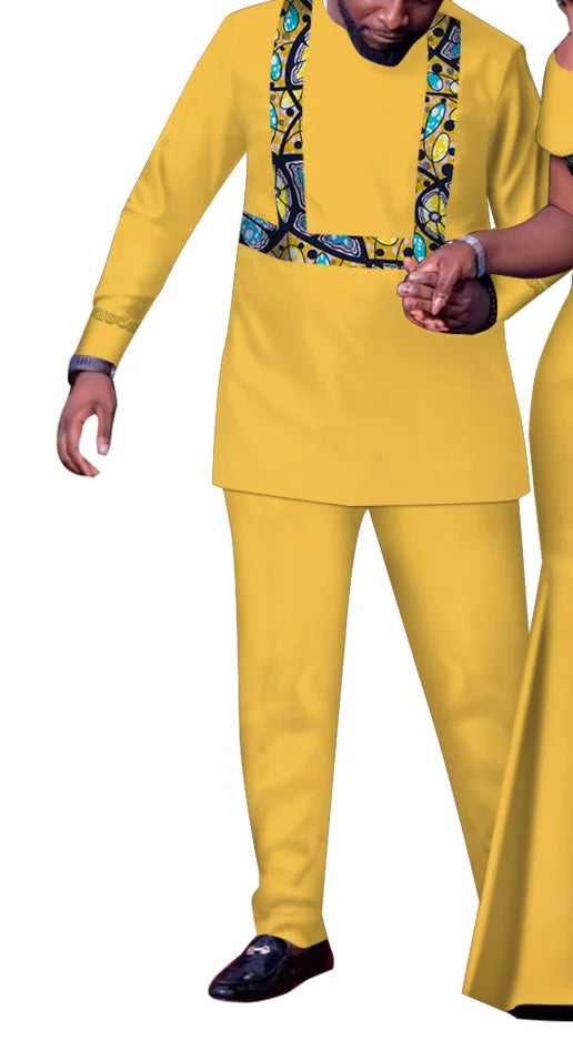 African Couple Outfits Match Sets Dashiki African Mens suit and Dresses for Women Party Couple Clothing WYQ905