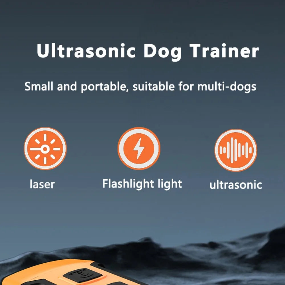 10M High Power Deterrent Ultrasonic Dog Repeller Pet Training Anti Barking with Led Flashlight Rechargeable for Dogs Accessories