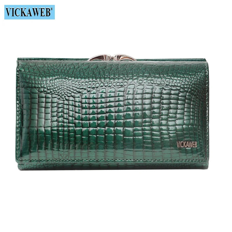 Free Gift Women Genuine Leather Short Wallet Female Fashion Purses Ladies Alligator Hasp & Zipper Small Coin Bag AE2155