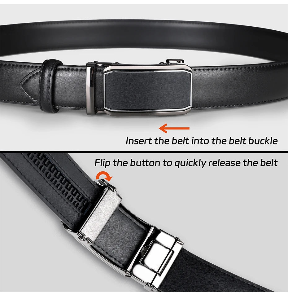 Maikun Leather Ratchet Belt For Men Click Leather Belt Adjustable Buckle Trim To Fit Black Brown