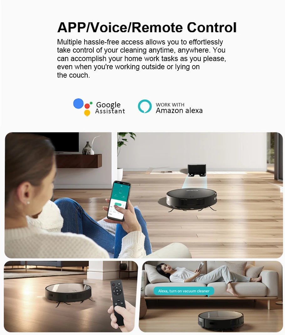 Robot Vacuum Cleaner Combo Mop,6000PA Suction Robotic,WiFi/Voice Control,Auto-Recharge,Pet Hair For Home Vacuum Cleaning Robotic