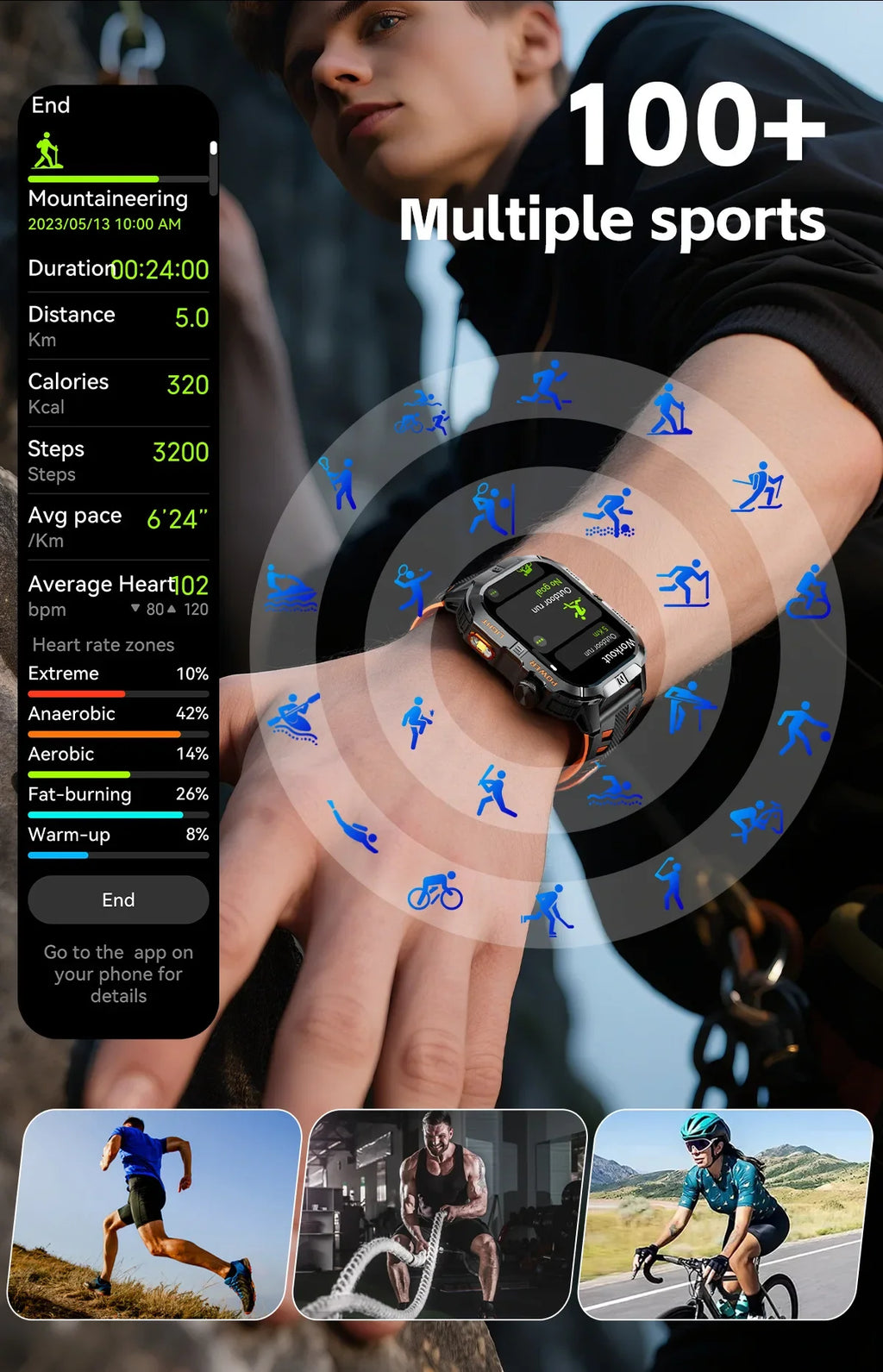 2026New GPS Outdoor Smart Watch Men Women Compass Altimeter Barometer Waterproof Bluetooth Call Sports Smartwatch 540mAh Battery