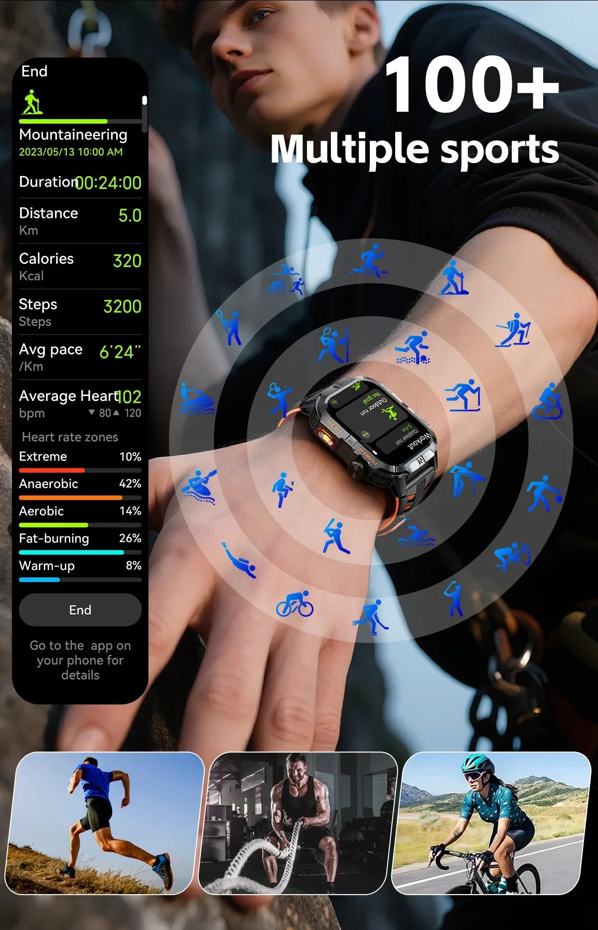 2026New GPS Outdoor Smart Watch Men Women Compass Altimeter Barometer Waterproof Bluetooth Call Sports Smartwatch 540mAh Battery