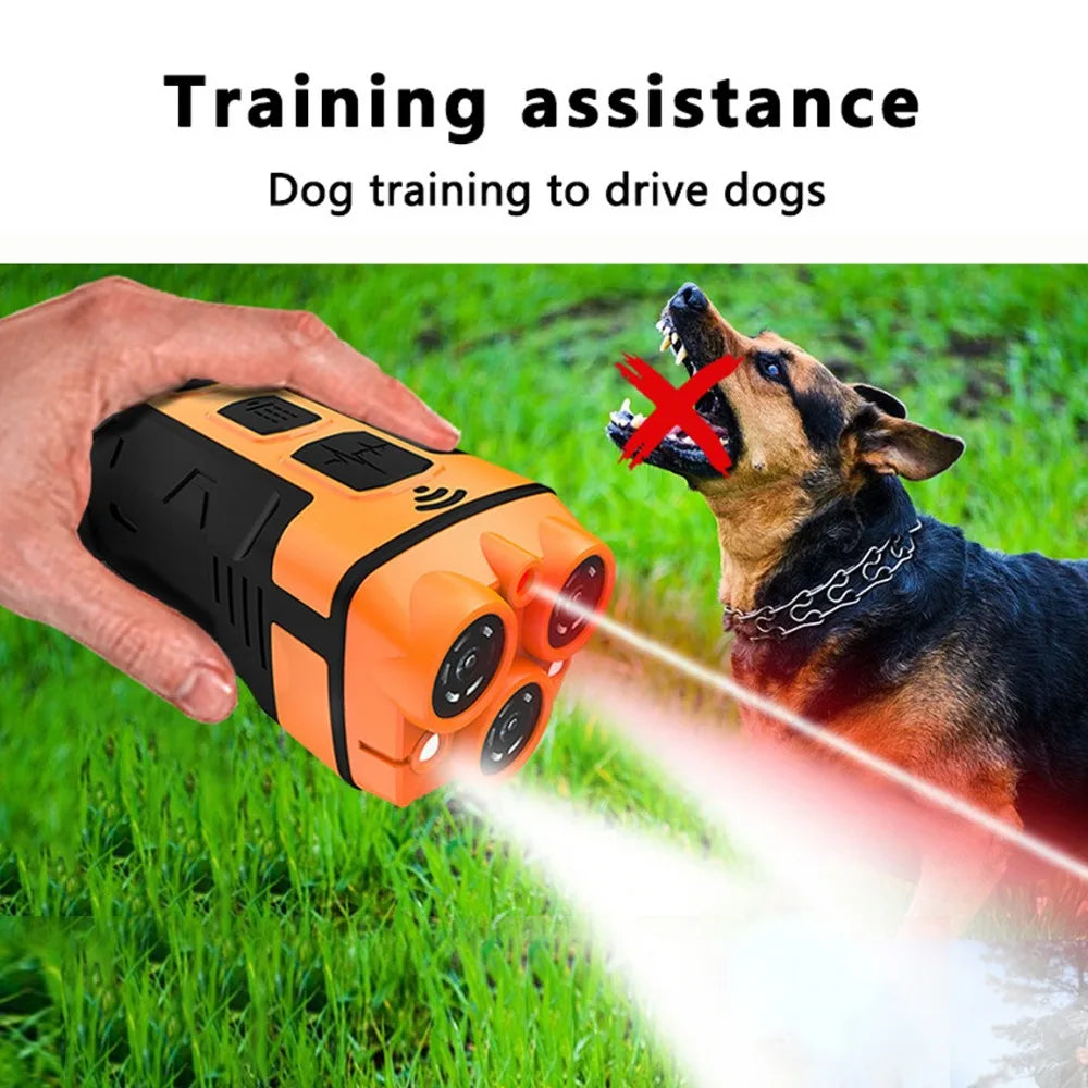 10M High Power Deterrent Ultrasonic Dog Repeller Pet Training Anti Barking with Led Flashlight Rechargeable for Dogs Accessories