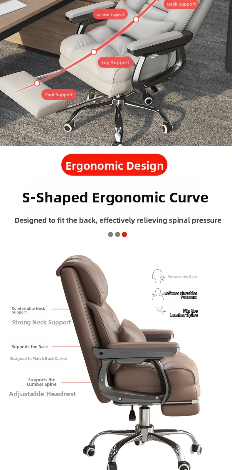 Leather Office Chairs Modern Mobile Ergonomic Computer Playseat Cushion Accent Chair Swivel Chaises De Bureau Luxury Furniture