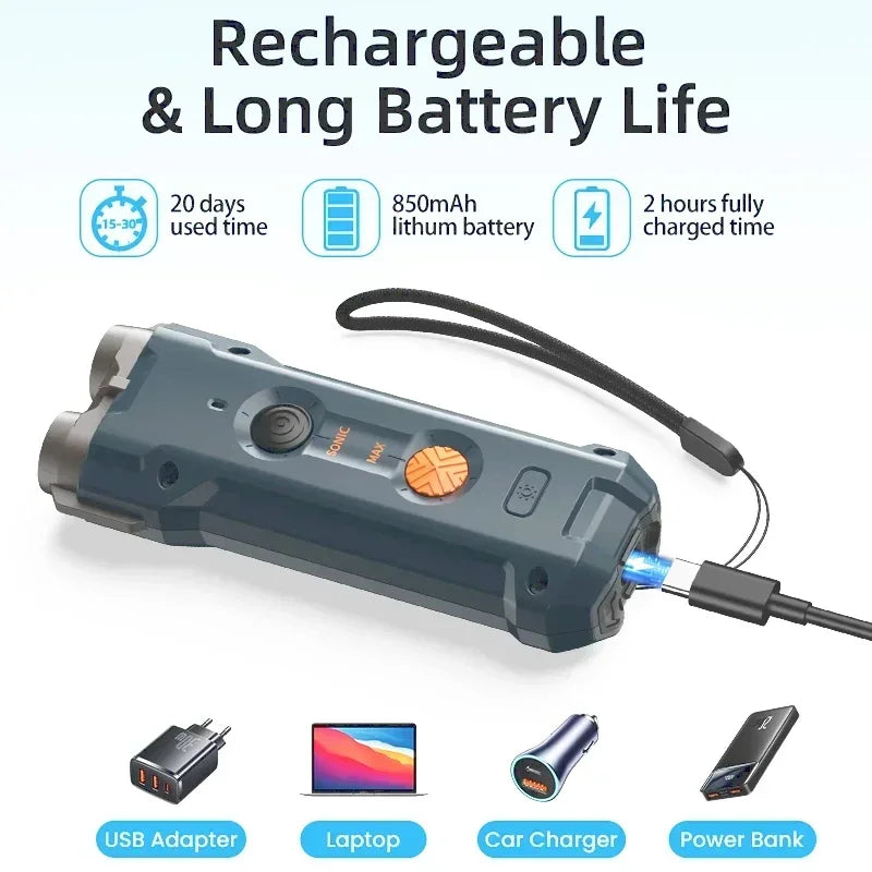 10M High Power Deterrent Ultrasonic Dog Repeller Pet Training Anti Barking with Led Flashlight Rechargeable for Dogs Accessories