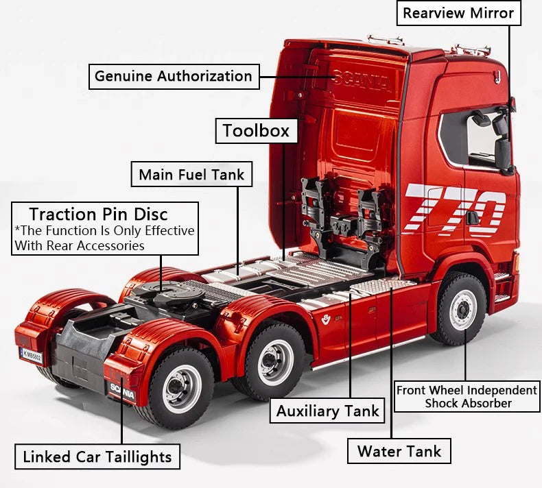 HUINA 1501 770S Alloy Tractor 19CH RC Truck 1/18 2.4G remote control Engineering Trailer Truck with Light and Sound Toys