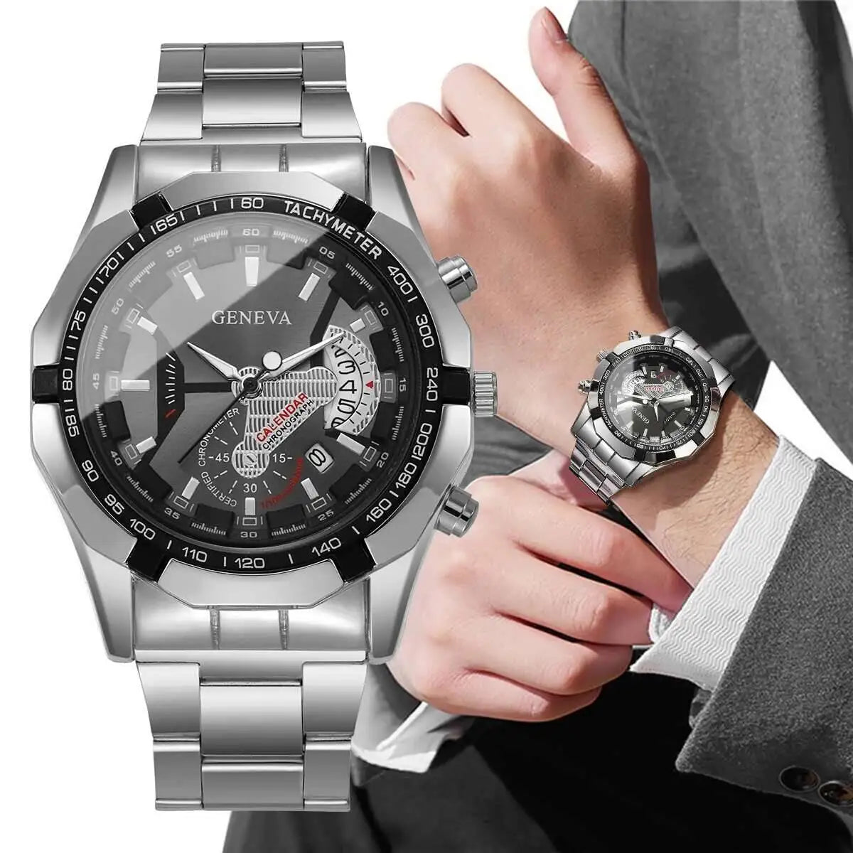 Luxury Men Business Watches Fashion Large Dial Calendar Quartz Watch Reloj Hombre（Without Box）