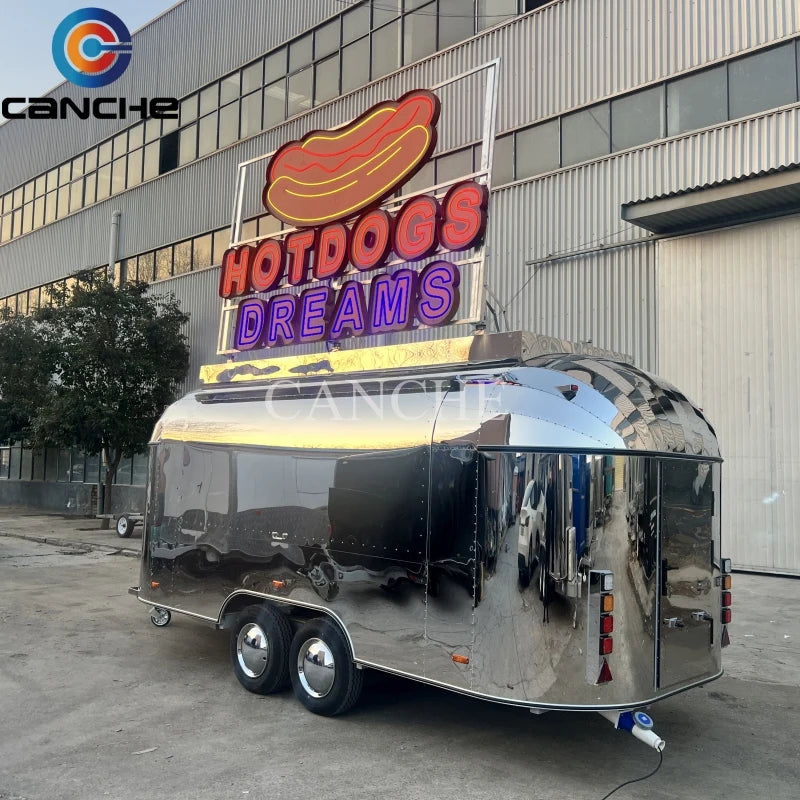 Mobile Food Trailer With Full Kitchen Hot dog Burgers Cart Mobile Street Fast Food Van