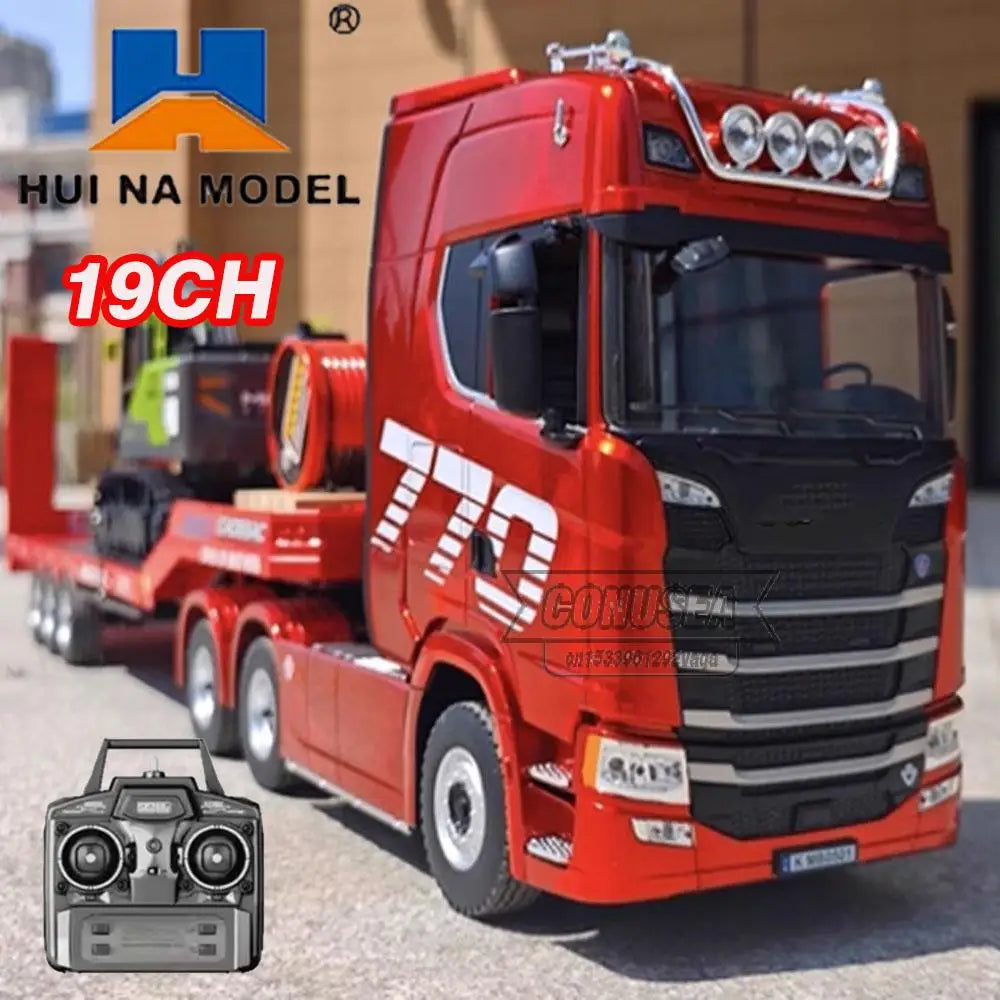 Huina 1501 770S Rc Car Tractor 19Ch Remote Control Trailer Truck 1/18 Engineering Vehicle with Light Sound Toys Christmas Gifts
