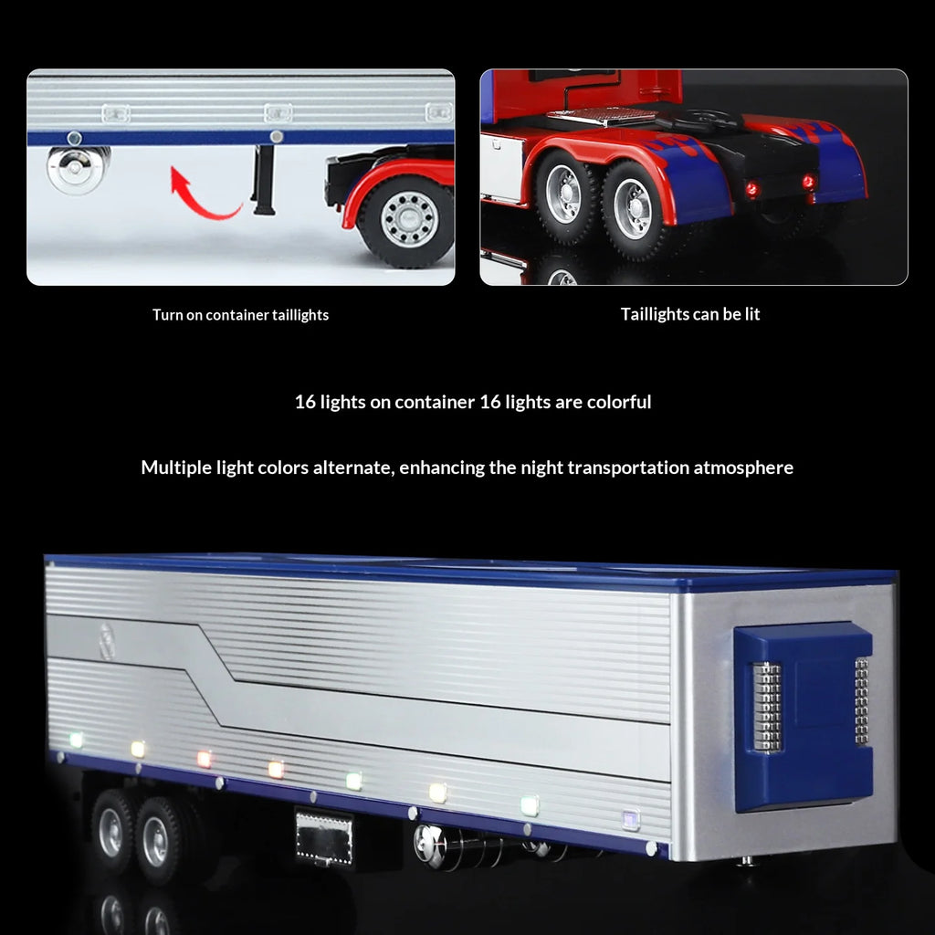 1:24 389 Platform Trailer Container Transport Tow Truck Toy Car For Diecast Vehicle Model Collection Gift Boy
