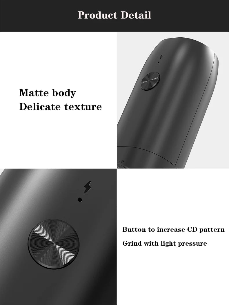 Electric Automatic Salt And Pepper Grinder Set Rechargeable With USB Gravity Spice Mill Adjustable Spices Grinder With LED Light