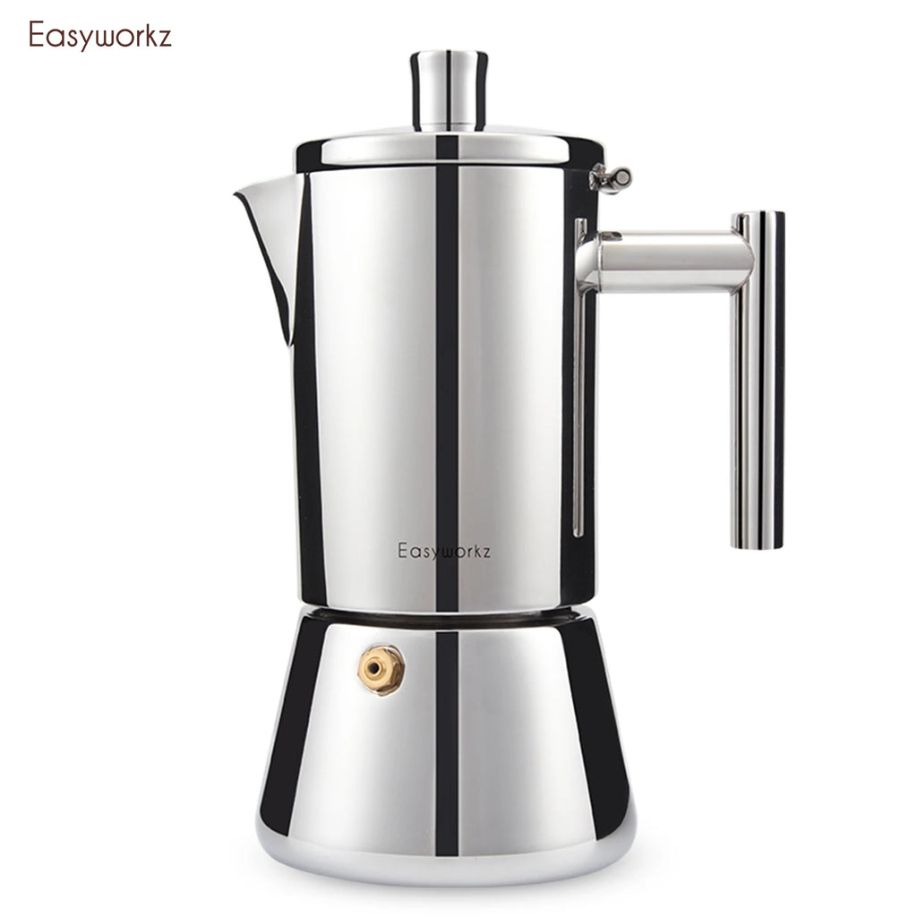 Easyworkz Diego Stovetop Espresso Maker Stainless Steel Italian Coffee Machine Maker Induction Moka Pot