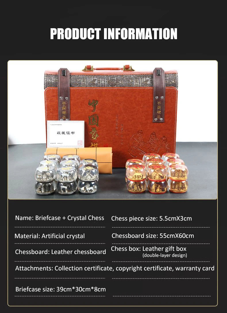 Chinese Chess Set Luxury Table Board Games Artificial Crystal Engraving Chess Family Party Children Adult Collect Birthday Gift