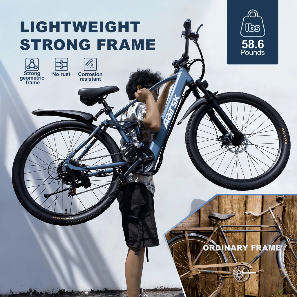 26'' Electric Bike for Adults,750W Peak Motor Mountain Ebike,25MPH Up to 40Miles,7-Speed,Shock Absorbers,Commuter E-Bike