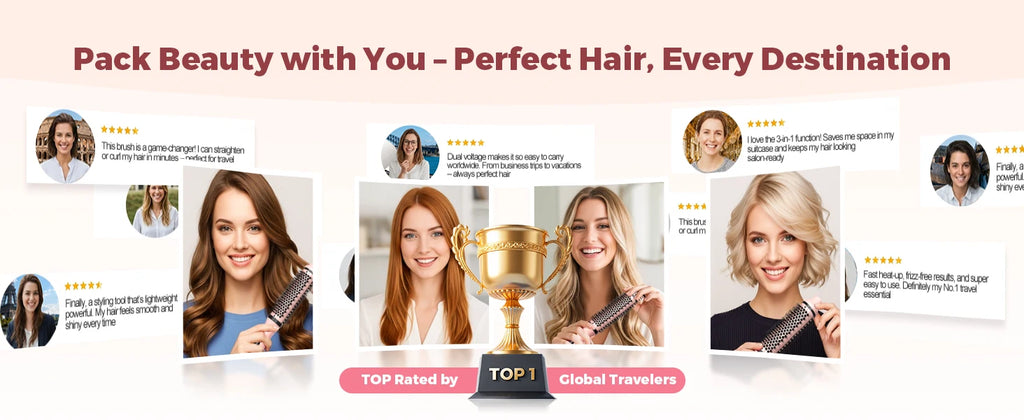 Thermal Brush 1.5 inch Dual PTC Heated Curling Styler 6 Temps with Negative Ions & Ceramic for Volumizing Straightener Curling