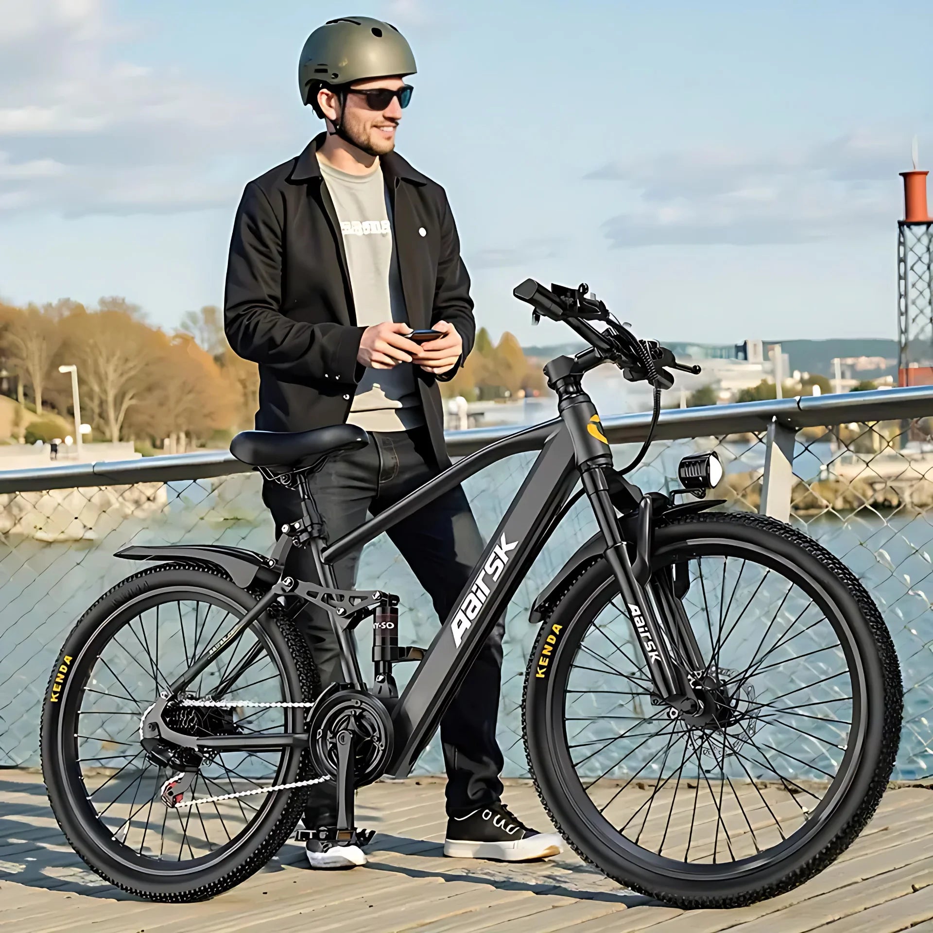 26'' Electric Bike for Adults,750W Peak Motor Mountain Ebike,25MPH Up to 40Miles,7-Speed,Shock Absorbers,Commuter E-Bike
