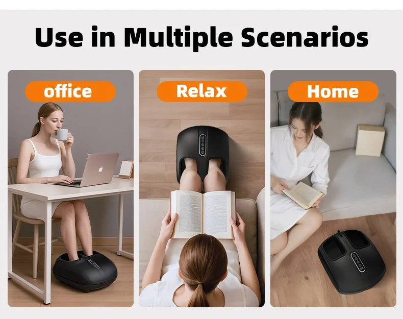 Jinkairui Automatic Foot Massage Machine with Fully Wrapped Rollers Sole Kneading Airbag Pressing Relaxation Foot Massager