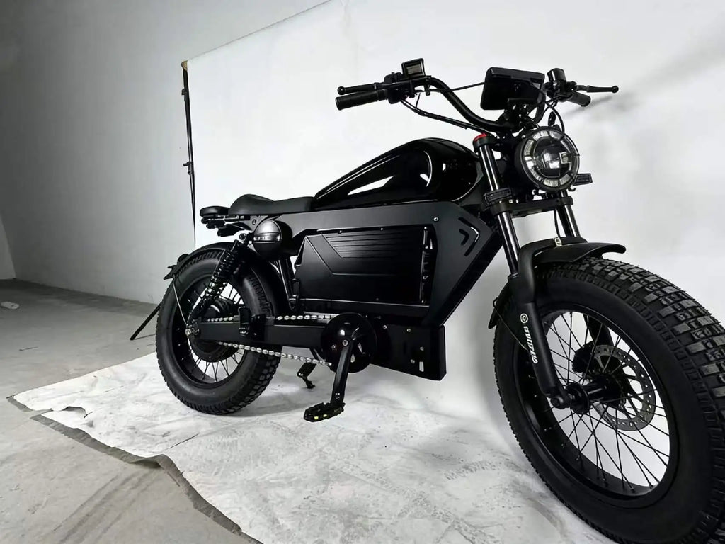 Black Warrior 3000W Motorbikes 60V45AH PC material tool kit with password lock Ebike 20 inch Off-road Fat Tyre Electric Bike
