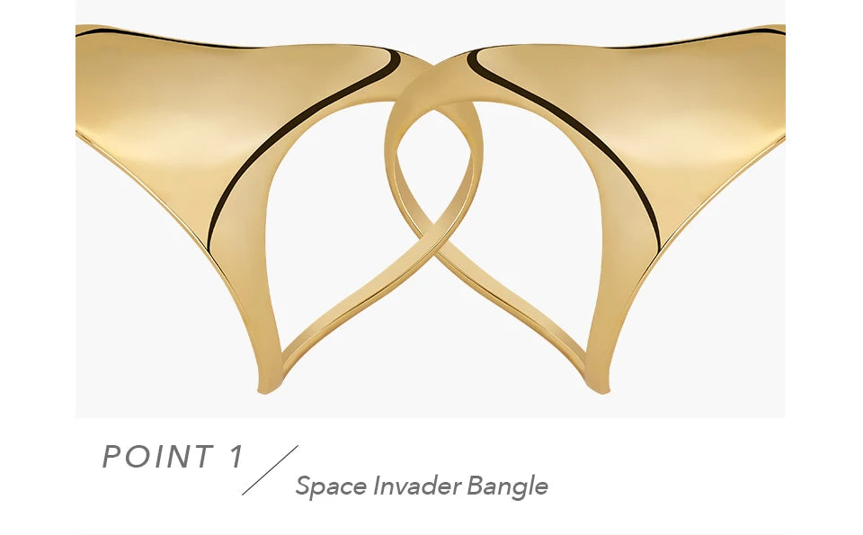 ENFASHION Pulseras Palm Bangle For Women Space Invader Fantasy  Gold Color Simple Delicate Bracelet Fashion Jewelry Gift B232331