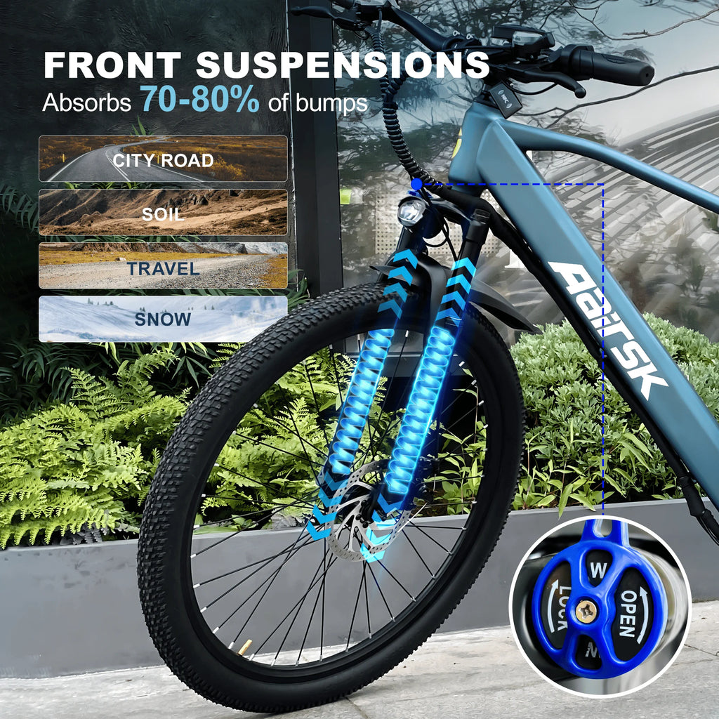 26'' Electric Bike for Adults,750W Peak Motor Mountain Ebike,25MPH Up to 40Miles,7-Speed,Shock Absorbers,Commuter E-Bike