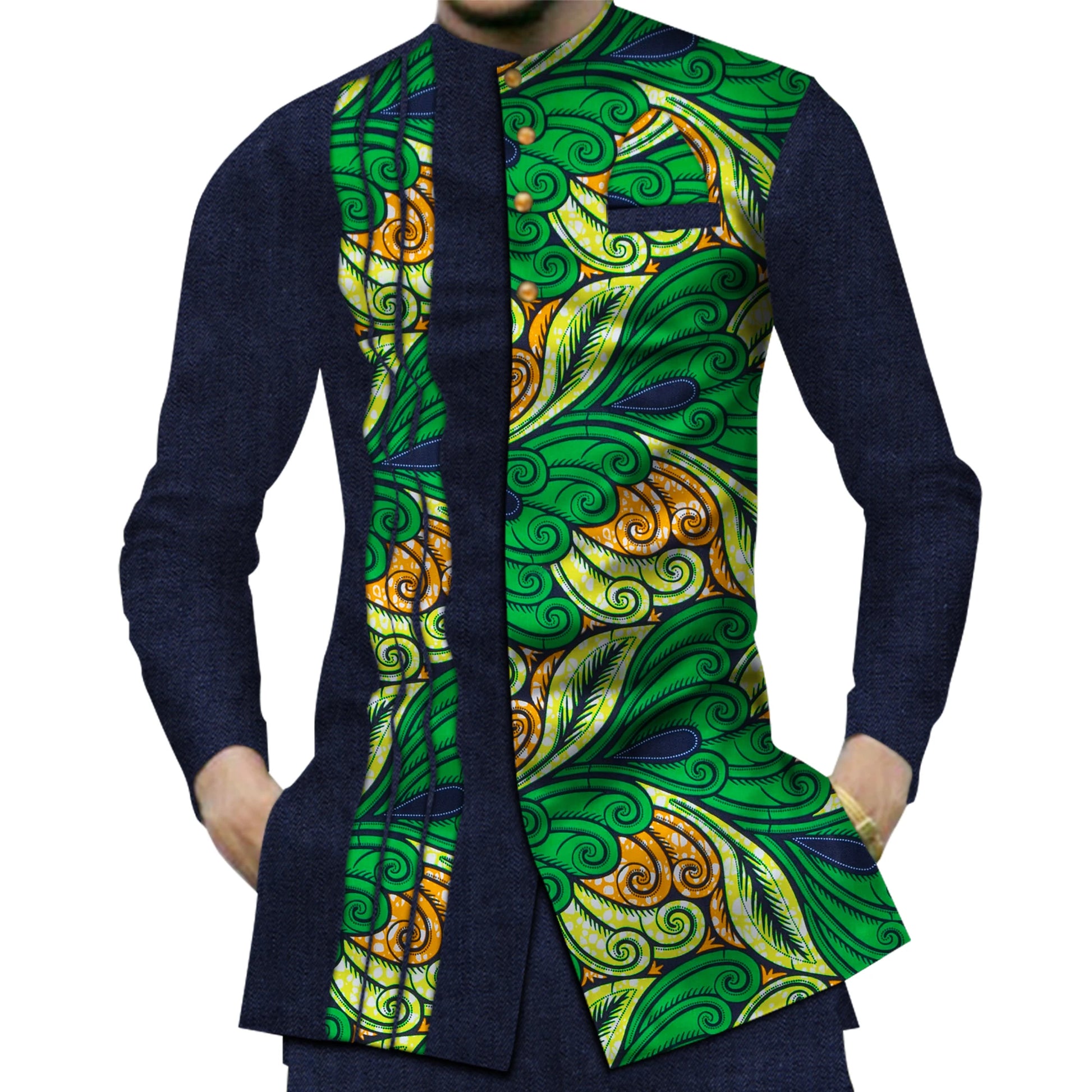 Casual 100% Cotton Mens African Clothing Dashiki Patchwork Print Shirt Tops Bazin Riche Traditional African Clothes WYN380