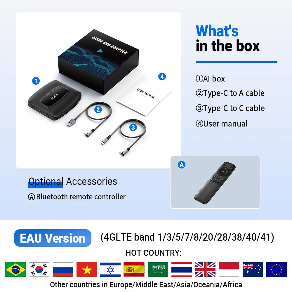 New CarPlay Ai Box for Youtube Netflix Spotify Wireless Adapter for Car Play Android Auto Navigation Music Car Accessories