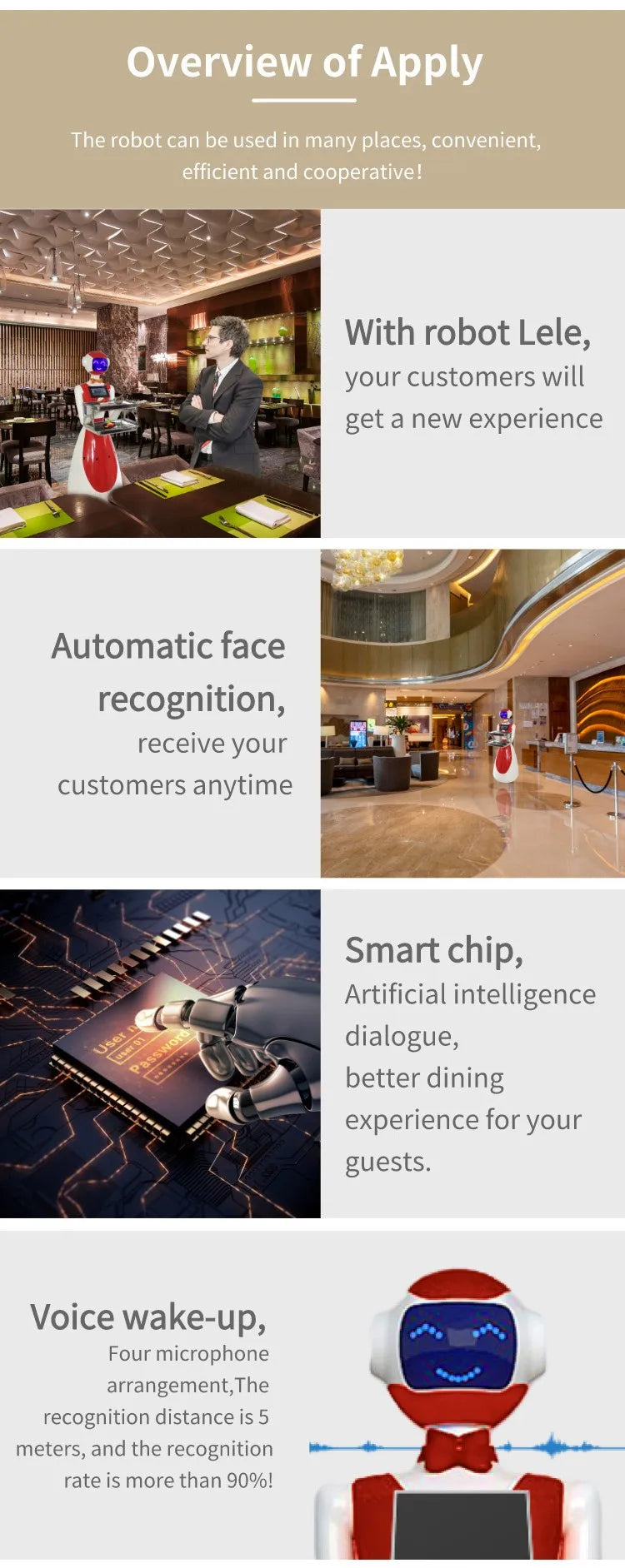 Humanoid Size Intelligent Delivery Robot Restaurant Service Robot