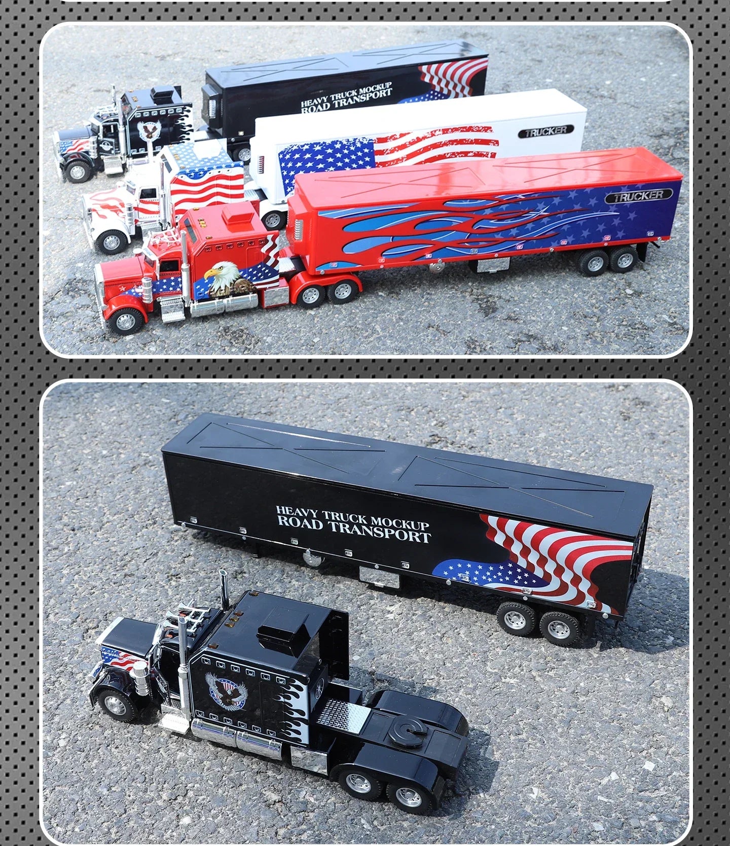 1:24 389 Platform Trailer Container Transport Tow Truck Toy Car For Diecast Vehicle Model Collection Gift Boy