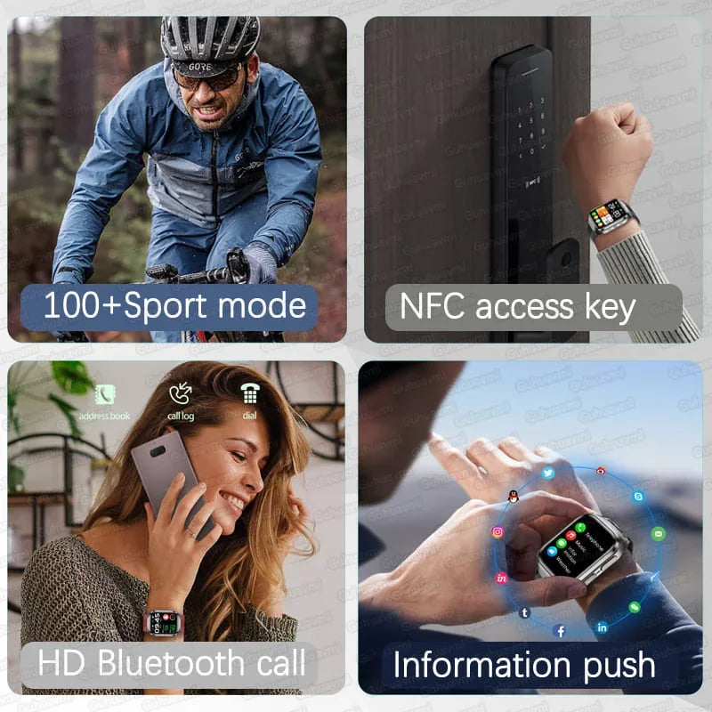New ECG+PPG Nursing Grade Air Bag Smart Watch Men's Blood Fat Blood Pressure Voice Broadcast Health Smart Bracelet For Woman NFC