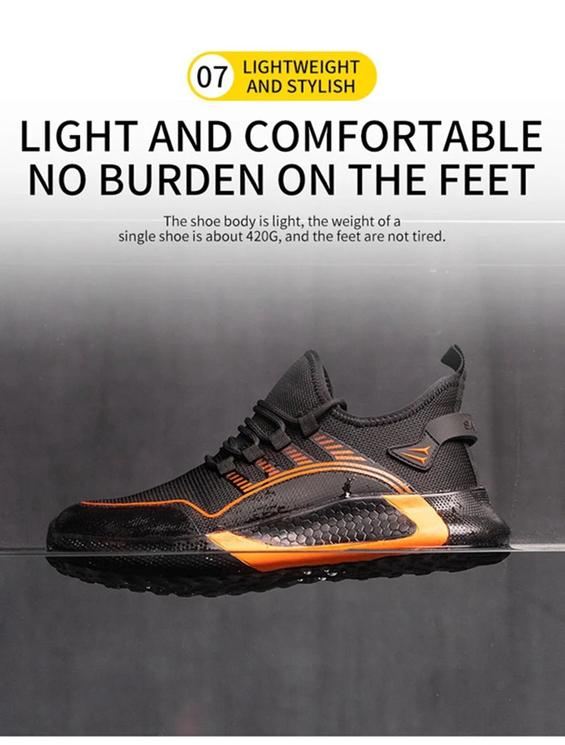 New Breathable Lightweight Work Shoes Comfortable Soft Safety Shoes European Standard Safety Shoes Sport Safety Steel-Toed Shoes