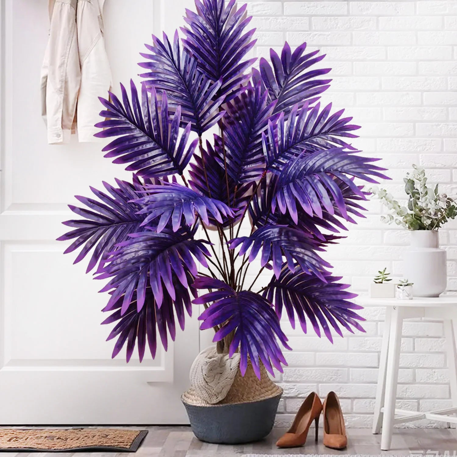 53-123cm  Artificial Palm Tree Tropical Fake Plant Green Plastic Palm Leaf Branches Suitable for Home Garden Decoration