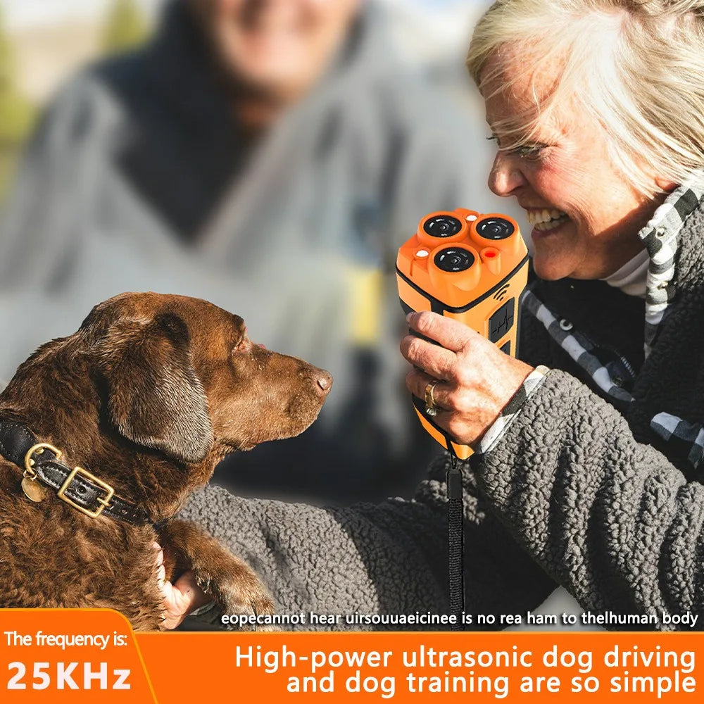 10M High Power Deterrent Ultrasonic Dog Repeller Pet Training Anti Barking with Led Flashlight Rechargeable for Dogs Accessories